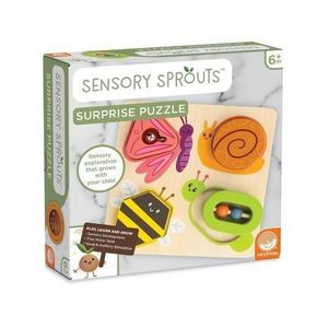 Jucarie senzoriala din lemn, de tip puzzle, pentru bebelusi, Sensory Sprouts Surprise Puzzle imagine