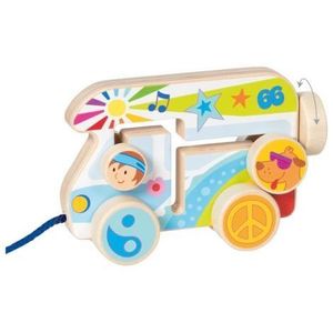 Jucarie de tras din lemn Goki Rulota vesela, 1+ ani imagine