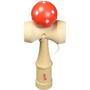 Kendama din lemn Goki cu bila rosie, jucarie de indemanare 4+ imagine