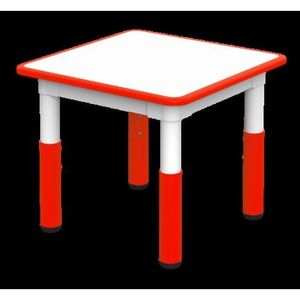 Masa alb-rosu patrata din plastic reglabila mas 1-3 pentru gradinita imagine
