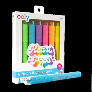 Markere - set 6 culori neon - Inimioare, Heart Pops imagine