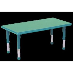 Masa dreptunghiulara turcoaz inchis din plastic reglabila mas 0-3 pentru gradinita imagine