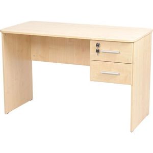 Birou catedra 120x60x76 cm, colturi rotunjite, 2 sertare laterale, unul cu incuietoare, culoare artar imagine