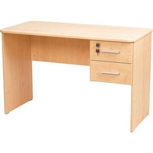 Birou catedra 120x60x76 cm, colturi rotunjite, 2 sertare laterale, unul cu incuietoare, culoare fag imagine