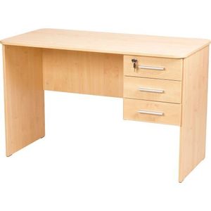 Birou catedra 120x60x76 cm, colturi rotunjite, 3 sertare laterale, unul cu incuietoare, culoare fag imagine