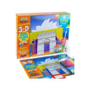 Carte de colorat lavabila cu ochelari 3D: Monumente imagine