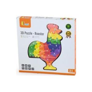 Puzzle 3D din lemn cu litere si cifre. Cocos colorat imagine