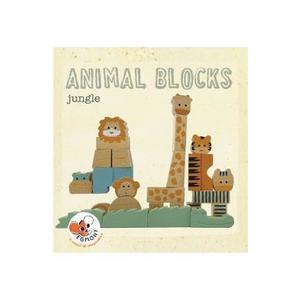 Animalele junglei din cuburi de lemn natur. Animal Blocks: Jungle imagine