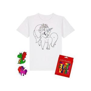 Set creativ: Tricou alb copii. Marimea M Model: Unicorn + Carioci imagine