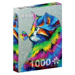 Puzzle 1000: Bright Cat and Butterfly imagine