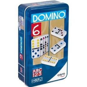 Domino clasic colorat in cutie metalica imagine