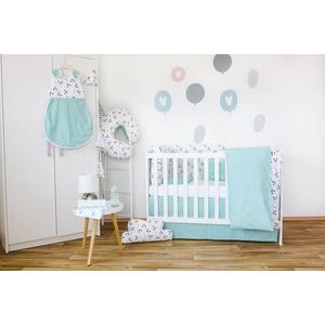 Set de pat pentru bebelusi Blue Panda - 3 piese, 100 bumbac imagine