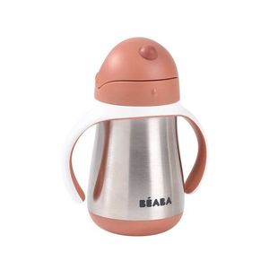 Cana cu pai din inox Beaba 250 ml Terracotta imagine
