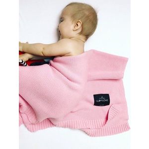 Paturica crosetata din bambus si bumbac Candy Pink 80x100 cm imagine