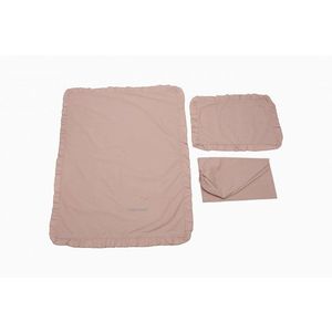 Lenjerie pentru patut 120x60 cm SomnART Roz din bumbac, brodata, cu 3 piese imagine