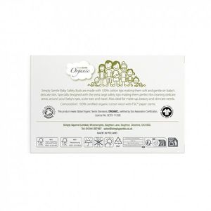 Betisoare urechi din bumbac organic cu opritor Simply Gentle Organic pentru bebelusi 60 bucati imagine