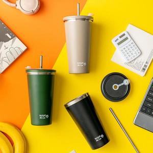 Cana termica cu pai din otel inoxidabil Nava We care Verde 520 ml imagine