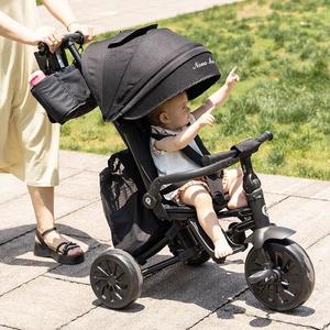 Tricicleta ultrapliabila Qplay Nova Max Bej, maner telescopic, spatar rotativ si reglabil, cadru din aluminiu, roti Eva, accesorii incluse imagine