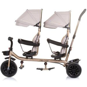 Tricicleta pentru gemeni Chipolino Hip Hop Sand cu sezut rotativ 360 grade, suporturi pentru picioare, bara de protectie, cosulete imagine