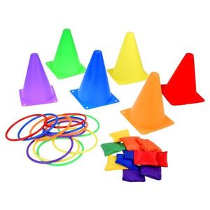 Set de dexteritate si miscare pentru copii cu conuri, cercuri si plase, de la 3 ani imagine