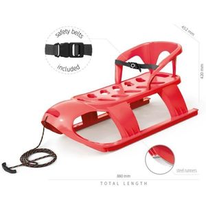 Sanie pentru copii Bezzy Rosie cu sina alunecare din otel si spatar 87x45x26 cm imagine