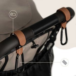 Set 2 carlige universale din piele ecologica maro pentru carucior imagine