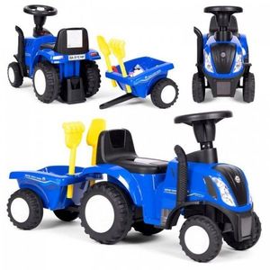 Tractor fara pedale New Holland cu remorca pentru copii 658T Albastru imagine