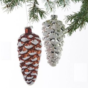 Set 2 globuri din sticla 12 cm Con Craciun imagine