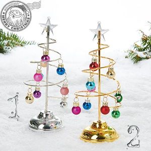 Brad Craciun din sticla cu globuri si led 20 cm imagine