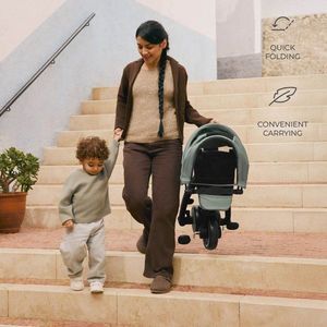 Tricicleta pentru copii Kinderkraft Jazz 2 Green, pliabila, scaun rotativ, spatar reglabil, maner ajustabil imagine