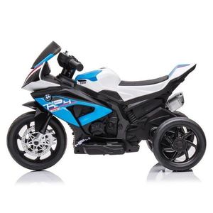 Motocicleta electrica pentru copii BMW HP4 Albastru 84x55x42 cm, varsta 2-5 ani, roti si scaun din plastic, putere 60W imagine