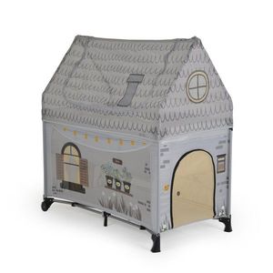 Patut pliabil 2in1 Cangaroo Playhouse Gri 124x63x126 cm cu doua nivele, saltea pliabila inclusa, roti cu frane, intrare cu fermoar, acoperis si geanta transport incluse imagine