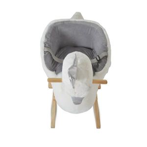 Balansoar din plus Moni Swan White cu scaunel si spatar, centura de siguranta, functii muzicale, greutate admisa 30 kg, dimensiune 64x37x72 cm imagine