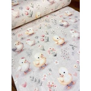 Cearsaf pentru pat copii Nichiduta Yellow chick 120x60 cm din bumbac cu banda elastica roata imagine