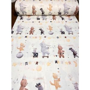 Cearsaf pentru pat copii Nichiduta Circus 120x60 cm din bumbac cu banda elastica roata imagine