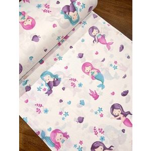 Cearsaf pentru pat copii Nichiduta Mermaids 120x60 cm din bumbac cu banda elastica roata imagine