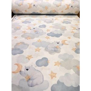 Cearsaf pentru pat copii Nichiduta Bear cloud blue 120x60 cm din bumbac cu banda elastica roata imagine