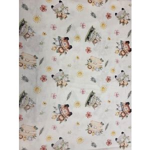 Cearsaf pentru pat copii Nichiduta Safari 120x60 cm din bumbac cu banda elastica roata imagine