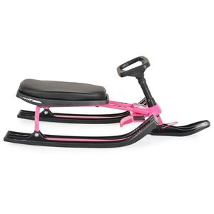 Sanie cu volan Moni Snowy Pink cu scaun moale si cadru metalic, franghie inclusa, greutate admisa 50 kg imagine