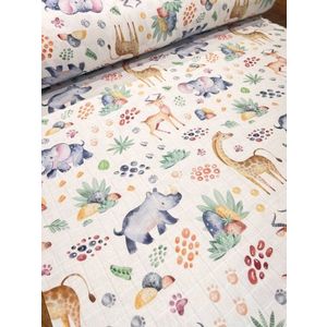 Cearsaf pentru pat copii Nichiduta Jungle 120x60 cm din bumbac cu banda elastica roata imagine