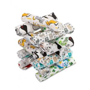 Set 5 scutece tetra Sensillo Boy 70x80 cm, din bumbac ecologic cu imprimeu colorat, absorbante si moi imagine