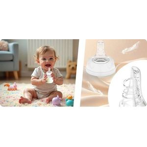Set 2 biberoane Nukido White cu tetina dinamica, capacitate 180ml, fara BPA, compatibile cu masina de vase imagine