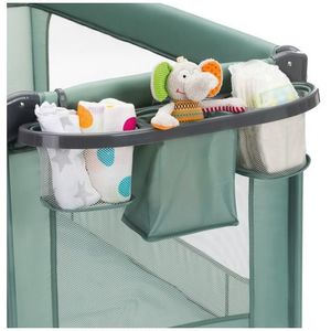 Patut pliabil pentru copii Fillikid Capri Green cu saltea de infasat, organizator, carusel muzical, intrare laterala cu fermoar imagine