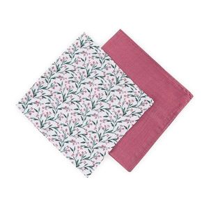 Set 2 scutece PetiteMars Pink Meadow Misty din muselina de bambus, hipoalergenice, 120x120 cm imagine