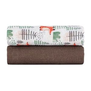 Set 2 scutece PetiteMars Forest Fox Misty, din muselina de bambus, hipoalergenice, 120x120 cm imagine