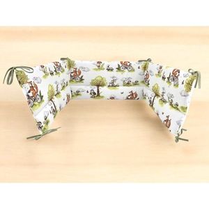Aparatoare pentru patut Qmini Fox on bikes Natural din bumbac, 180x30 cm, cu panglici imagine
