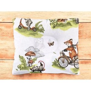 Perna pentru bebelusi Qmini Fox on bikes Natural, profilata, cu functie anti-soc, din bumbac, 23x26 cm imagine
