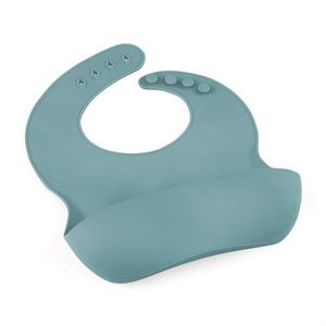 Baveta moale PetiteMars Frosted Sky Albastru TakeMatch, reglabila, cu buzunar colector, silicon, fara BPA, 6 luni+ imagine