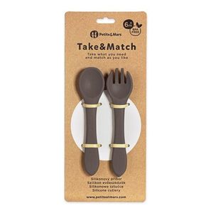 Set tacamuri din silicon PetiteMars Bitter Cocoa Maro TakeMatch, forma ergonomica, fara BPA, 6 luni+ imagine