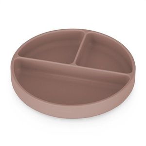 Farfurie compartimentata din silicon PetiteMars Velvet Latte Maro pudrat TakeMatch, cu ventuza si 3 compartimente, fara BPA, 500 ml, 6 luni+ imagine